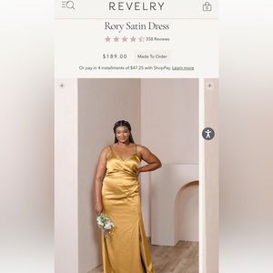 Revelry Rory Satin Bridesmaid Dress, Size 8